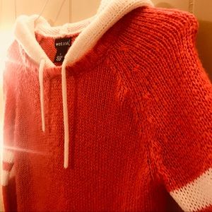 Pink  and White Wet Seal Wool Sweater W/ Hood